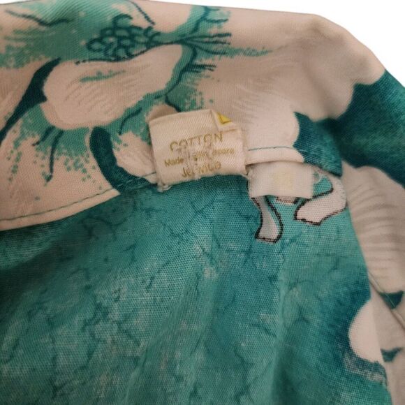 Vintage 80s Singapore Hawaiian Shirt Mens Size XL Blue Aloha - Picture 5 of 6